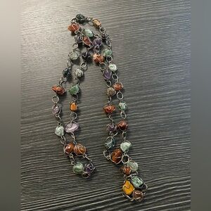 Multicolor Bead  natural stone long Link Necklace - Women's Jewelry